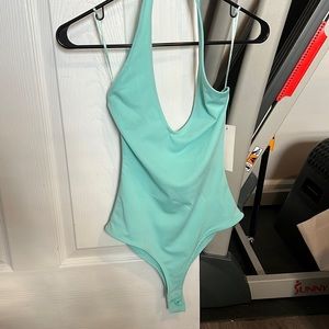 NWT XS TEAL HALTER TOP BOSYSUIT